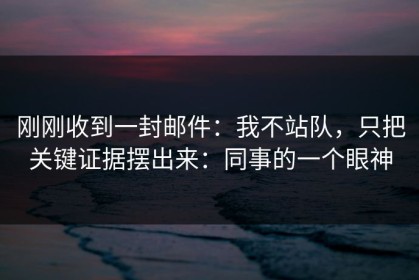刚刚收到一封邮件：我不站队，只把关键证据摆出来：同事的一个眼神