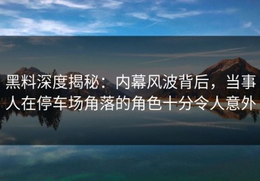 黑料深度揭秘：内幕风波背后，当事人在停车场角落的角色十分令人意外