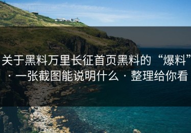 关于黑料万里长征首页黑料的“爆料” · 一张截图能说明什么 · 整理给你看