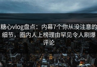 糖心vlog盘点：内幕7个你从没注意的细节，圈内人上榜理由罕见令人刷爆评论