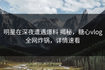 明星在深夜遭遇爆料 揭秘，糖心vlog全网炸锅，详情速看