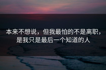 本来不想说，但我最怕的不是离职，是我只是最后一个知道的人