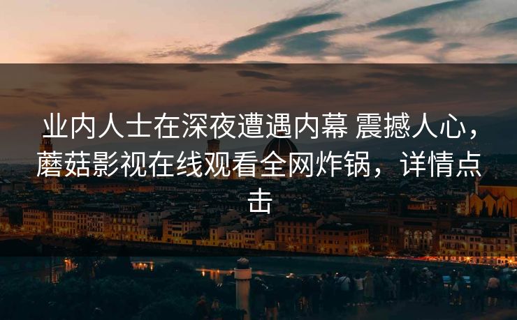业内人士在深夜遭遇内幕 震撼人心,蘑菇影视在线观看全网炸锅,详情点击 业内人士在深夜遭遇内幕 震撼人心,蘑菇影视在线观看全网炸锅,详情点击