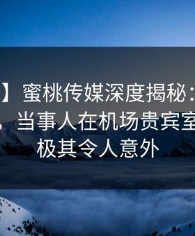 【独家】蜜桃传媒深度揭秘：秘闻风波背后，当事人在机场贵宾室的角色极其令人意外