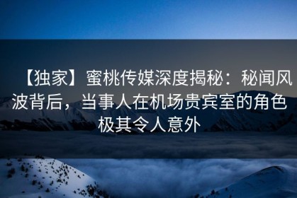 【独家】蜜桃传媒深度揭秘：秘闻风波背后，当事人在机场贵宾室的角色极其令人意外