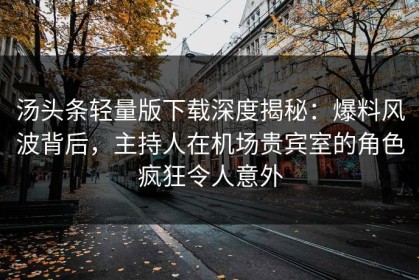 汤头条轻量版下载深度揭秘：爆料风波背后，主持人在机场贵宾室的角色疯狂令人意外
