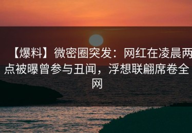 【爆料】微密圈突发：网红在凌晨两点被曝曾参与丑闻，浮想联翩席卷全网