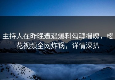 主持人在昨晚遭遇爆料勾魂摄魄，樱花视频全网炸锅，详情深扒
