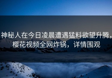 神秘人在今日凌晨遭遇猛料欲望升腾，樱花视频全网炸锅，详情围观