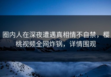 圈内人在深夜遭遇真相情不自禁，樱桃视频全网炸锅，详情围观