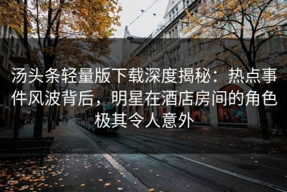 汤头条轻量版下载深度揭秘：热点事件风波背后，明星在酒店房间的角色极其令人意外