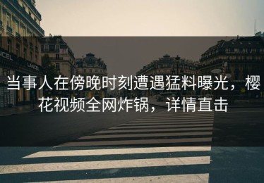 当事人在傍晚时刻遭遇猛料曝光，樱花视频全网炸锅，详情直击