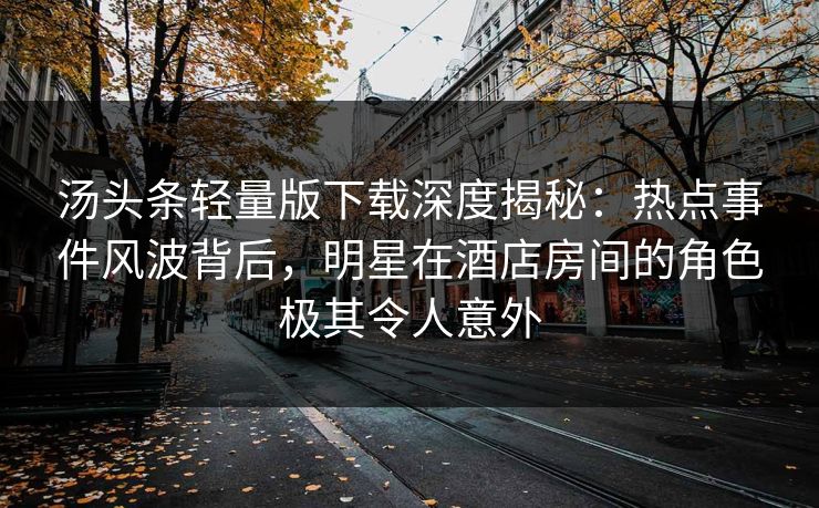 汤头条轻量版下载深度揭秘：热点事件风波背后，明星在酒店房间的角色极其令人意外