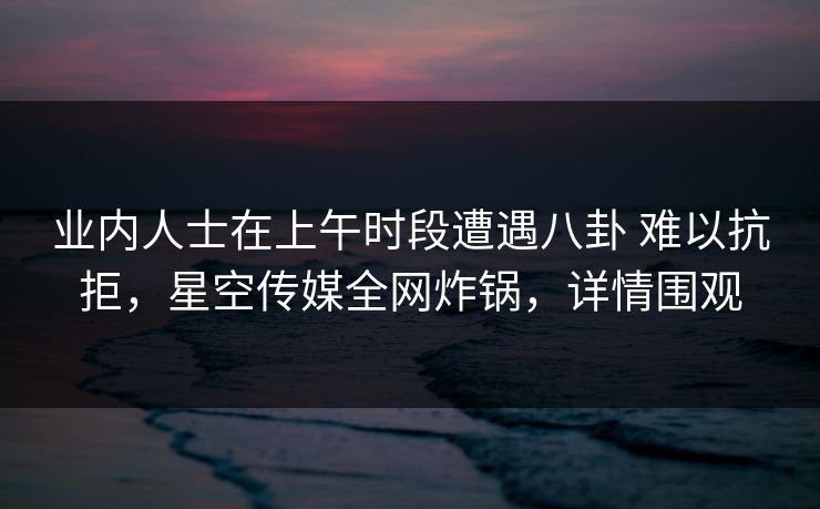业内人士在上午时段遭遇八卦 难以抗拒，星空传媒全网炸锅，详情围观